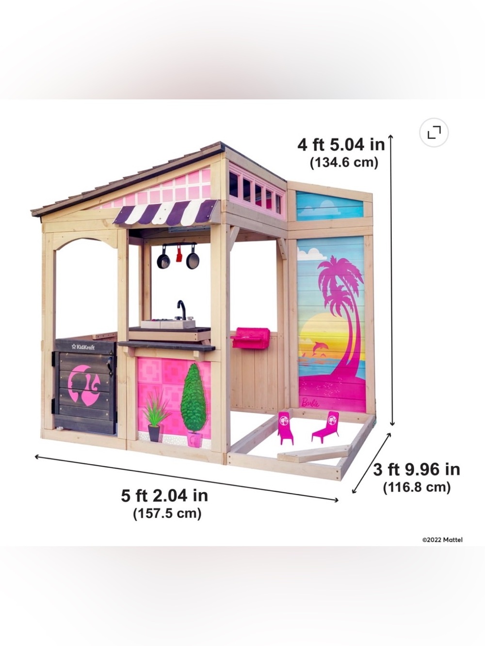Barbie Pink, Purple & Natural Wooden Playhouse Kitchen